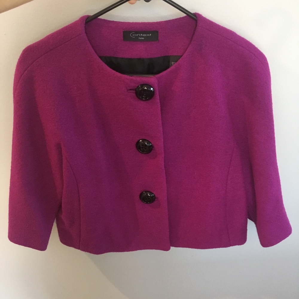 Context petite woman suit coat half sleeve